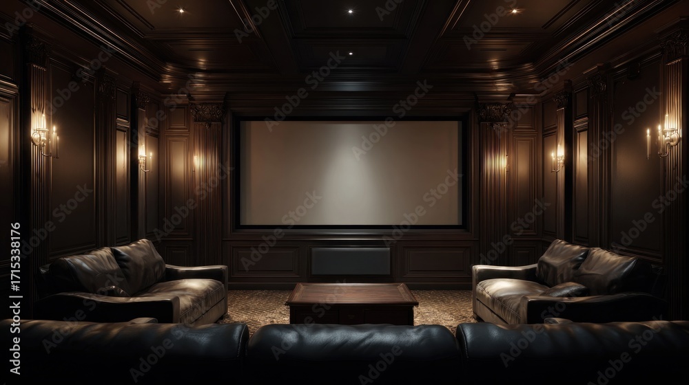 Fototapeta premium Dark, opulent home theater
