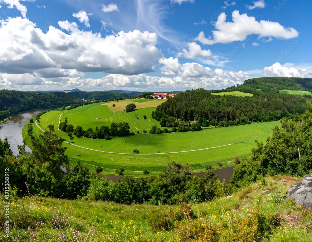 Obraz premium River Meander Landscape Panorama