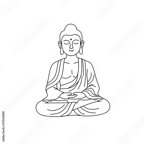 Simple line art vector of a meditating figure in lotus position, minimal style. Perfect for icons, logos, tattoo design, spirituality, or mindfulness concepts