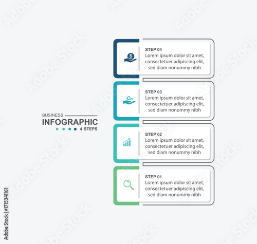 modern design template banner infographic. 4 step process information or presentation with icons