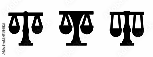 Vector template. Scales of justice icon. Scales icon set. Scales law. Vector icon collection. Vector illustration design elements. Stock vector.