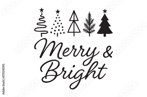 Merry & bright svg, Christmas svg, Funny Christmas t-shirt design Bundle, Retro Merry Christmas svg, vintage Christmas sign bundle, Winter,Santa Vector illustration, Cut Files Cricut,Silhouette,png