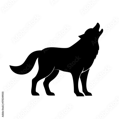 Silhouette of a wolf vector illustration isolated on white background
