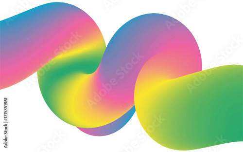 Swirling abstract shape with rainbow gradient on white background Keywords: abstract, gradient, swirl, shape, fluid, flowing, colorful, rainbow