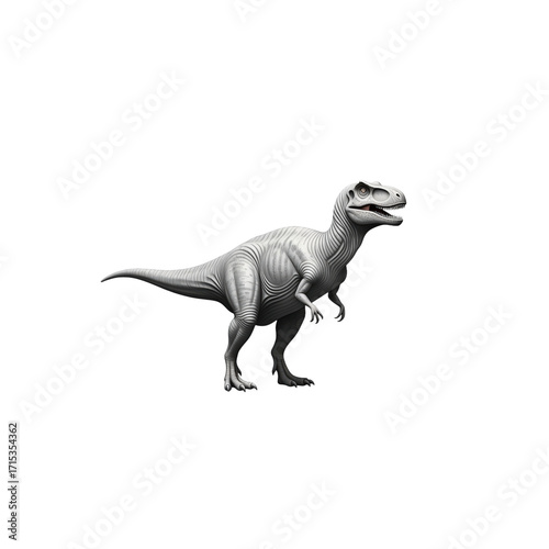 White 3D Model of a Tyrannosaurus Rex Dinosaur T-Rex prehistoric isolated on a transparent background