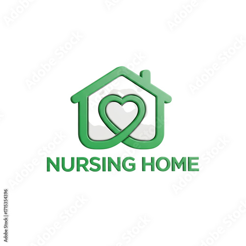 Nursing Home Logo with House and Heart Symbol healthcare medical isolated on a transparent background