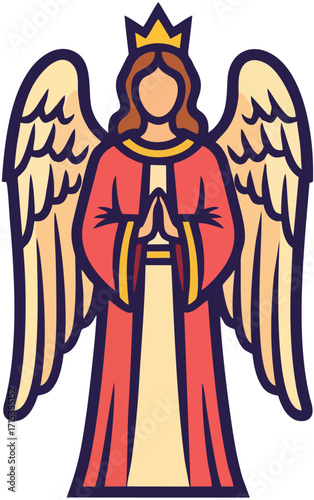 Angel couple in red robes vector art