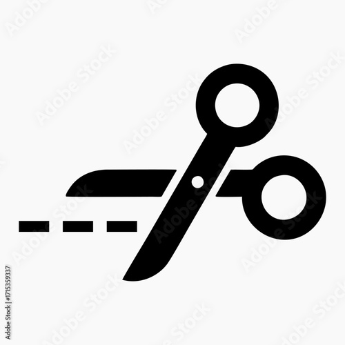  Scissors with Dotted Cut Line Icon: Edit, Cut Here, and Coupon Symbol