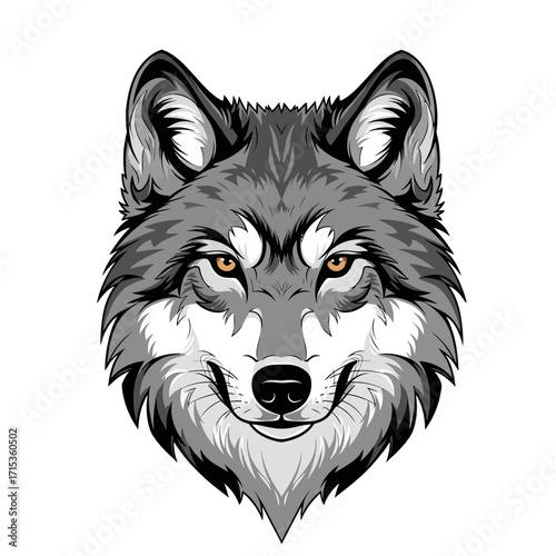 Majestic Gray Wolf Head Illustration