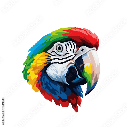 Colorful Parrot Portrait A Vibrant Illustration of a Macaw's Head