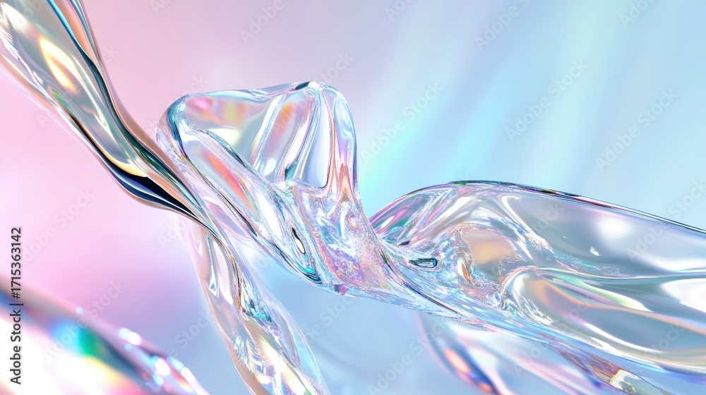 Fototapeta premium Abstract iridescent liquid forms in pastel colors.