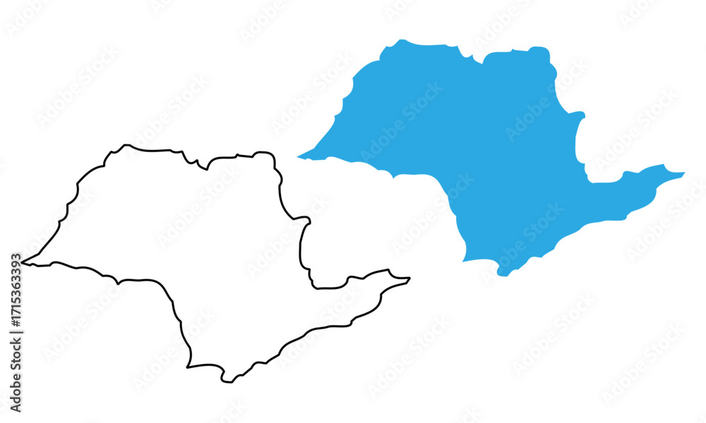 Obraz premium Map of the state of Sao Paulo, Brazil. Map with detailed outline and blue silhouette 
