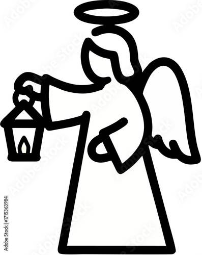 Simple angel with candle outline