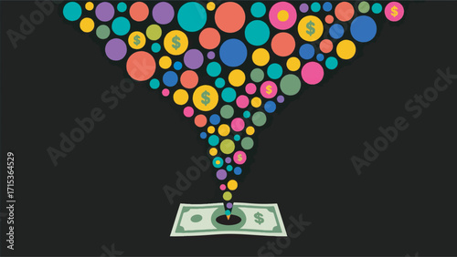 Illustration Of Money Generated From Creativity, Ideas, Or Social Interactions Vector Design Template