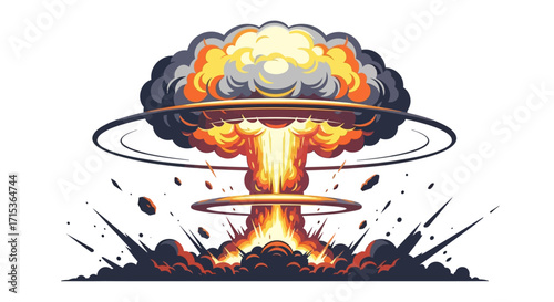 Cartoon Explosion with Smoke and Debris