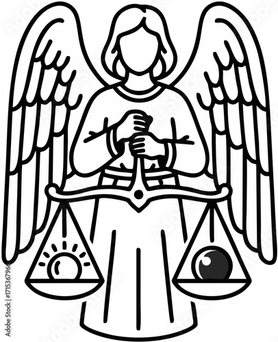 Three angels sitting together line art