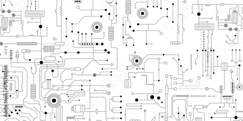 Vector circuit for communication technology background concept. 