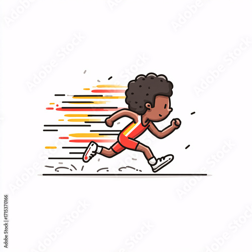 Wallpaper Mural A cartoon athlete sprinting, capturing the energy and thrill of the Olympic Games track events. Torontodigital.ca