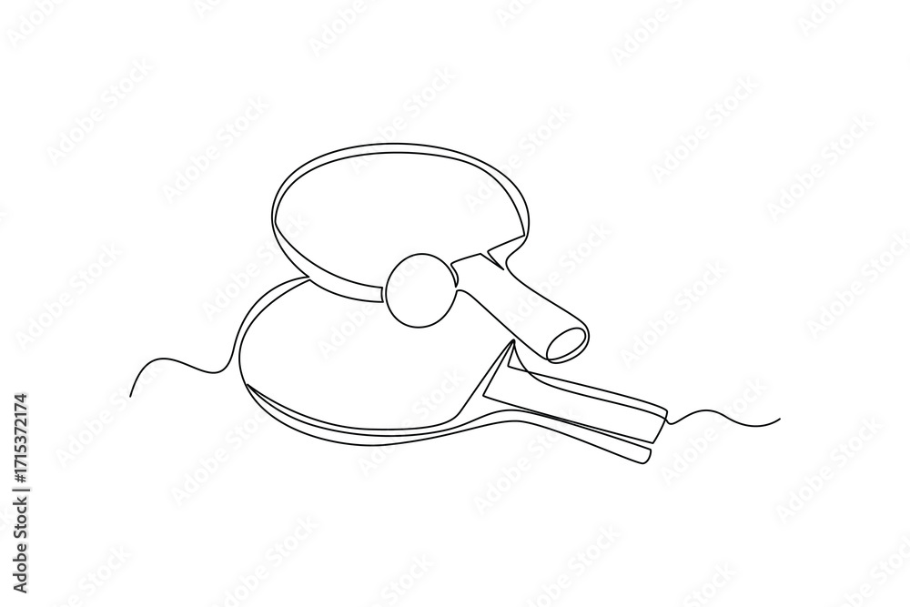 Obraz premium Continues line and simple line of table tennis racket and ball single line drawing vector graphic design illustration