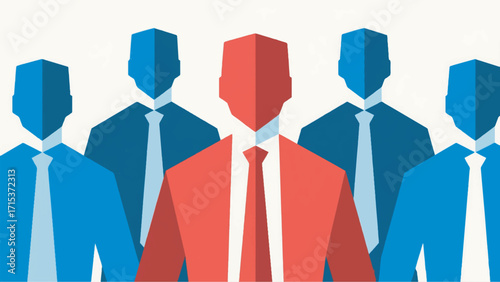 Illustration Of A Man With A Tie With One Figure In Red And The Other In Blue Vector Design Template