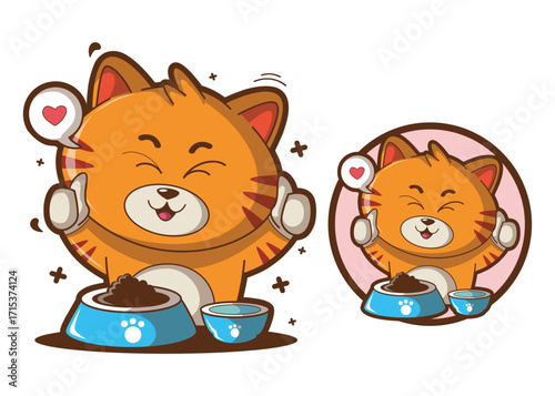 Cute Cats Eating Together Vector