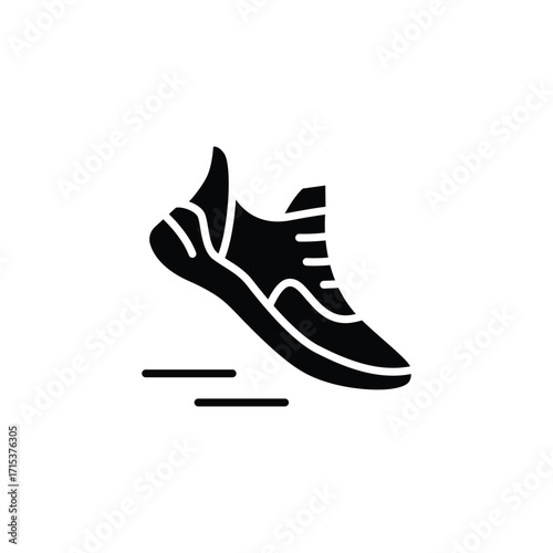 Running shoes icon. Simple solid style. Shoe, run, sneaker, exercise, runner, foot, workout, marathon, leisure, athlete, sport concept. Silhouette, glyph symbol. Isolated design.