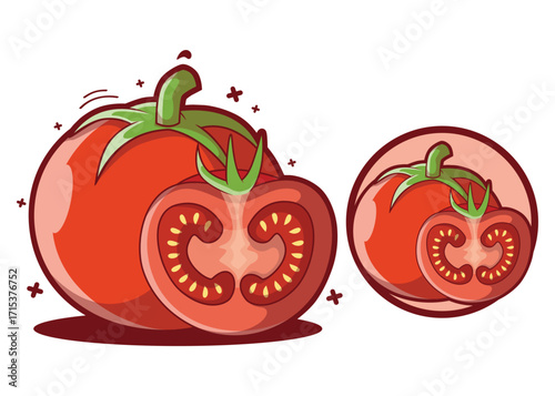 Tomato Illustration Fresh Red Vegetable Cartoon Vector