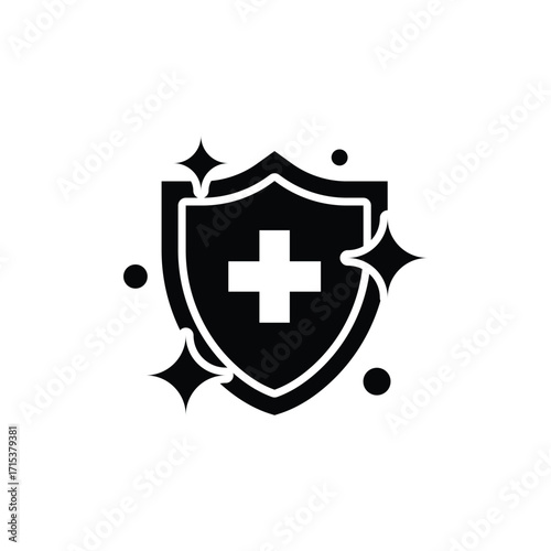 Sterile icon. Simple solid style. Health protection, medically sterile, medical cross with clean shiny surface, hygiene, hospital concept. Silhouette, glyph symbol. Isolated design.