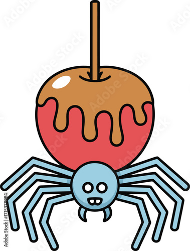 Cartoon candy apple with spider legs caramel