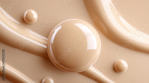 中央に文字を入れやすい構成の肌色の丸い滴と滑らかな背景の質感が調和するテクスチャ背景素材