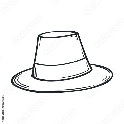 Trendy summer hat design for vacation and outdoor events. Vector hand drawn illustration

