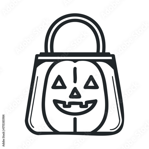 Pumpkin themed bag design for Halloween celebration and decoration. Vector hand drawn illustration

