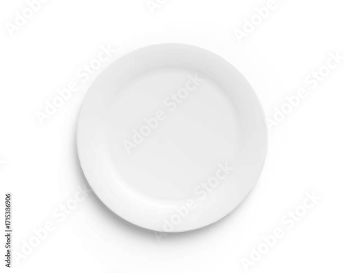Empty white plate on table