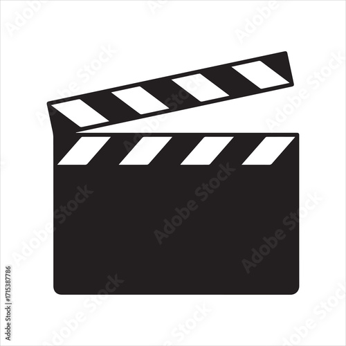 Movie clapperboard or film clapboard flat vector icon for video apps and websites