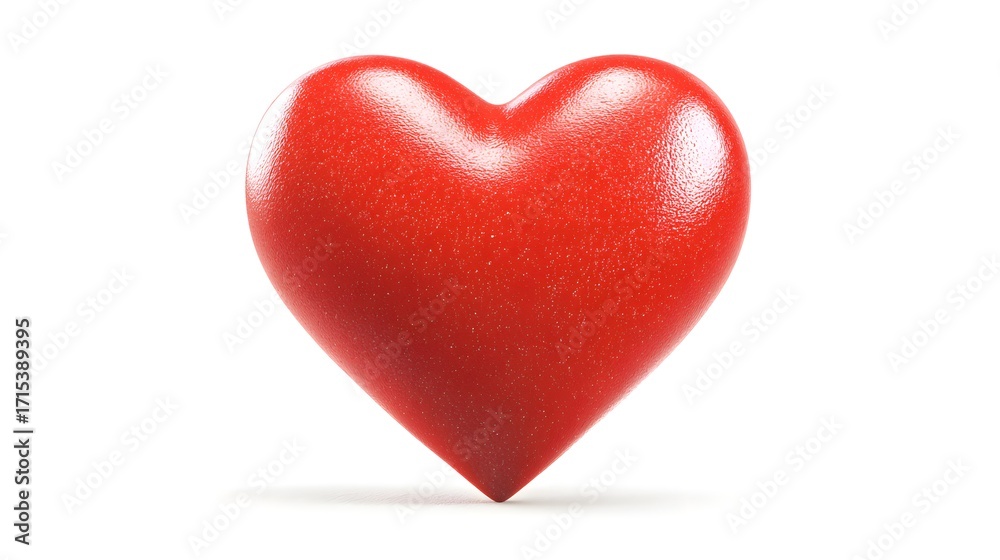 Fototapeta premium A shiny red heart shape on a white background