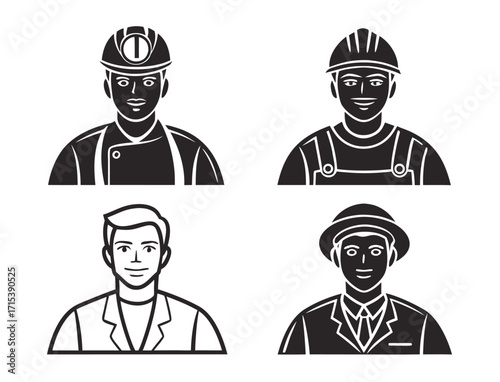 Diverse group of workers professionals depicted in vector format for design projects