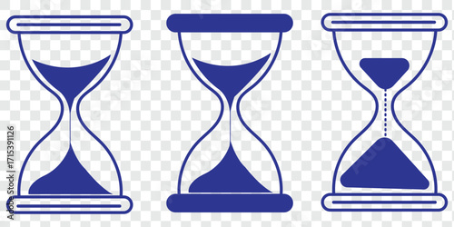 Hourglass icon set representing time management and countdown concept