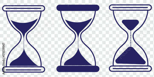 Hourglass icon set representing time management and countdown concept