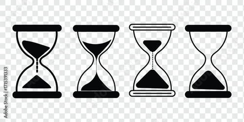 Hourglass icon set representing time management and countdown concept