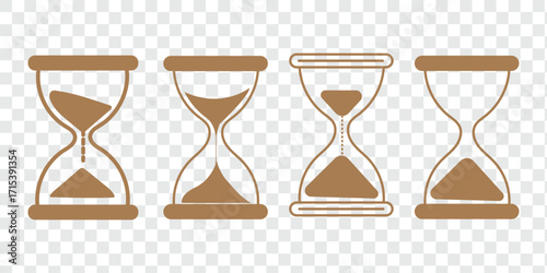 Hourglass icon set representing time management and countdown concept