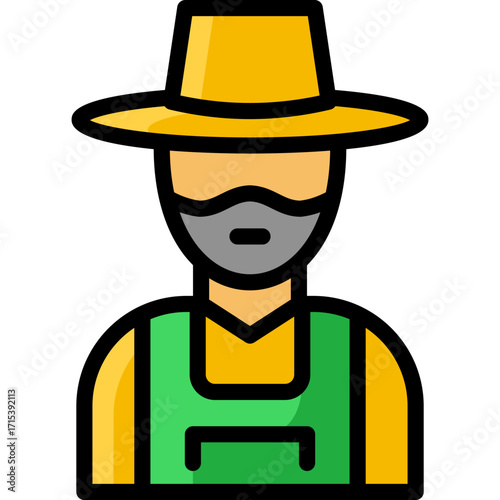 farmer icon illustration design with filled outline