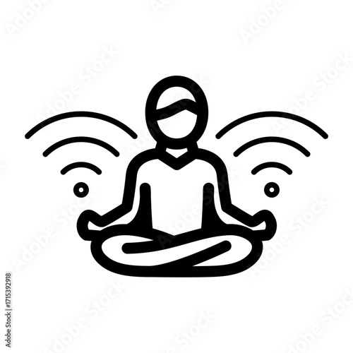 Meditation yoga icon with waves for calm relaxation