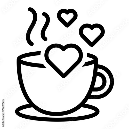 Coffee cup with hearts icon for mindful break and joy