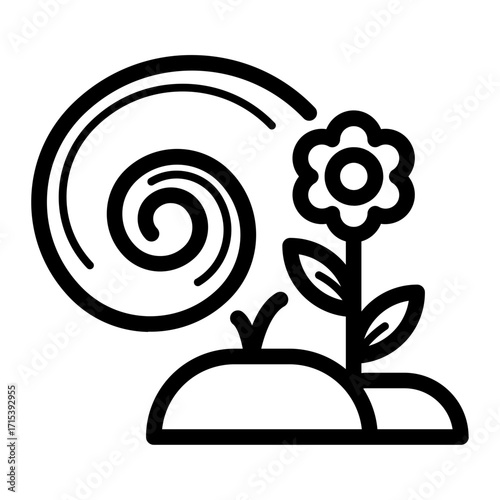 Spiral flower icon for calm growth and mindfulness