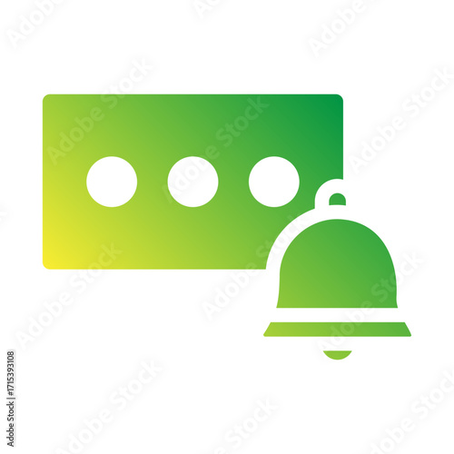 Message with bell flat gradient icon for controlled notifications