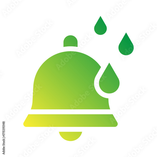 Bell with drops flat gradient icon for calm mindful notifications