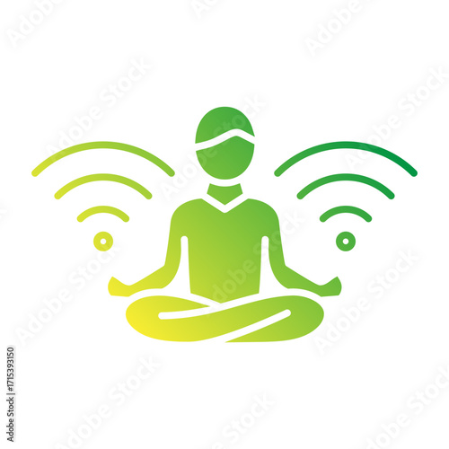 Meditation yoga flat gradient icon with waves for calm relaxation