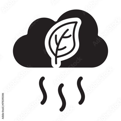 Cloud with leaf glyph icon representing eco mindful digital balance