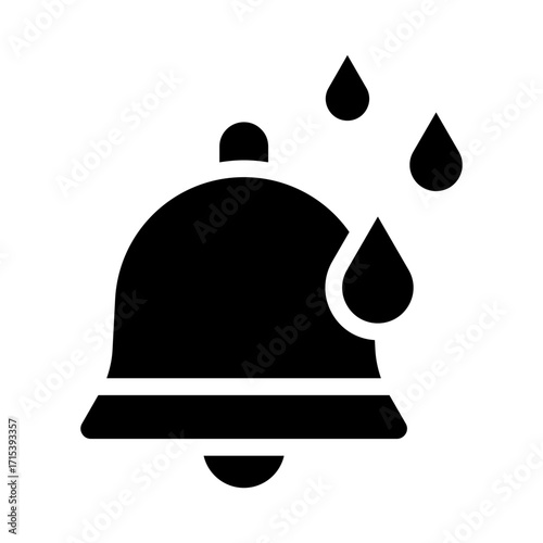 Bell with drops glyph icon for calm mindful notifications