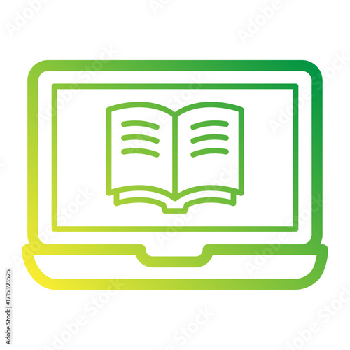 Laptop with open book gradient icon for mindful learning